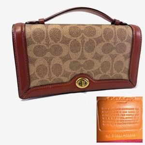 Coach Tan Rust Riley Chain Clutch Signature Canvas Crossbody Bag 68312